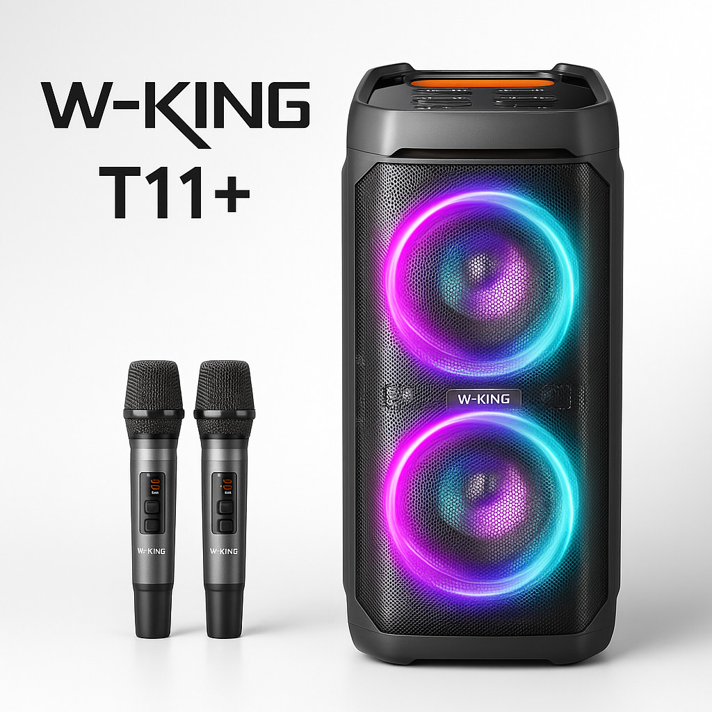 ลำโพงบลูทูธ W-KING T11+ ปาร์ตี้ 100W กันน้ำ IPX6 พร้อม ไมค์ลอย 2 ตัว แบตอึด Powerbank ในตัว ฟังชั่นครบ ประกัน 1 ปี