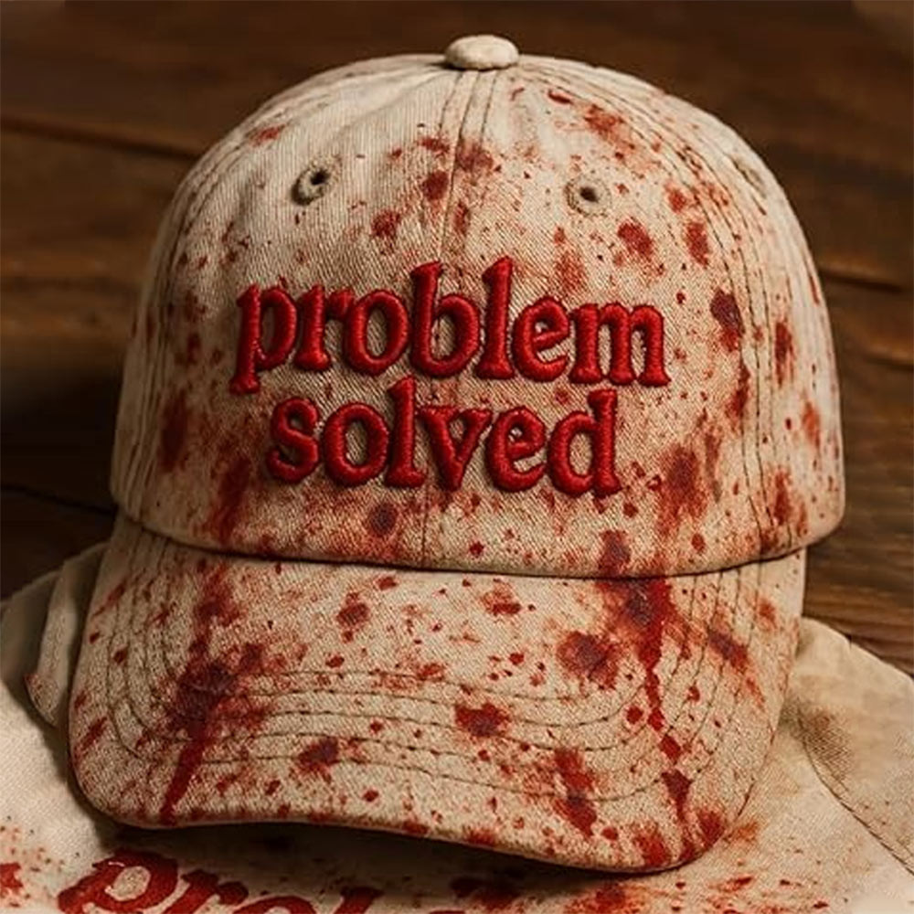 Unisex Casual Dark Blood Stain Hat Problem Solved Bloody Cap,Horror Hat
