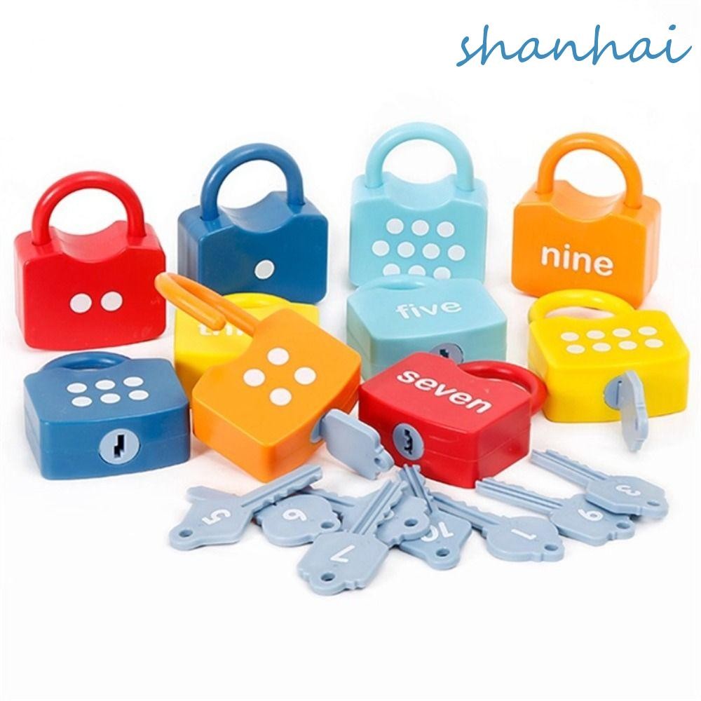 SHANHAI Number Lock Key Toys, Math Count ปลดล็อค Key Early Educational Toys, Boys Girls Number Match
