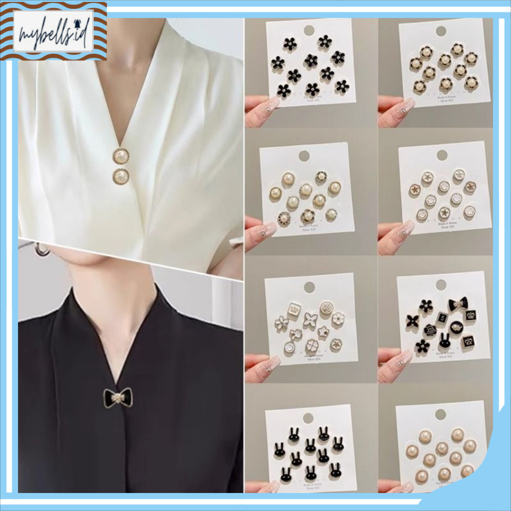 MB KB542 ชุดเข็มกลัด Star Flower Motif 10 ชิ้น, หมุดกระดุม, แฟชั่นผู้หญิงเกาหลี