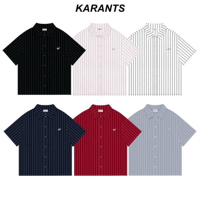 Karants เสื้อเชิ้ตสีพื้น โลโก้โลหะ ทรงบ็อกซี่ ผ้าซาติน Cropped Boxy เกรดพรีเมียม สำหรับผู้ชายและผู้ห