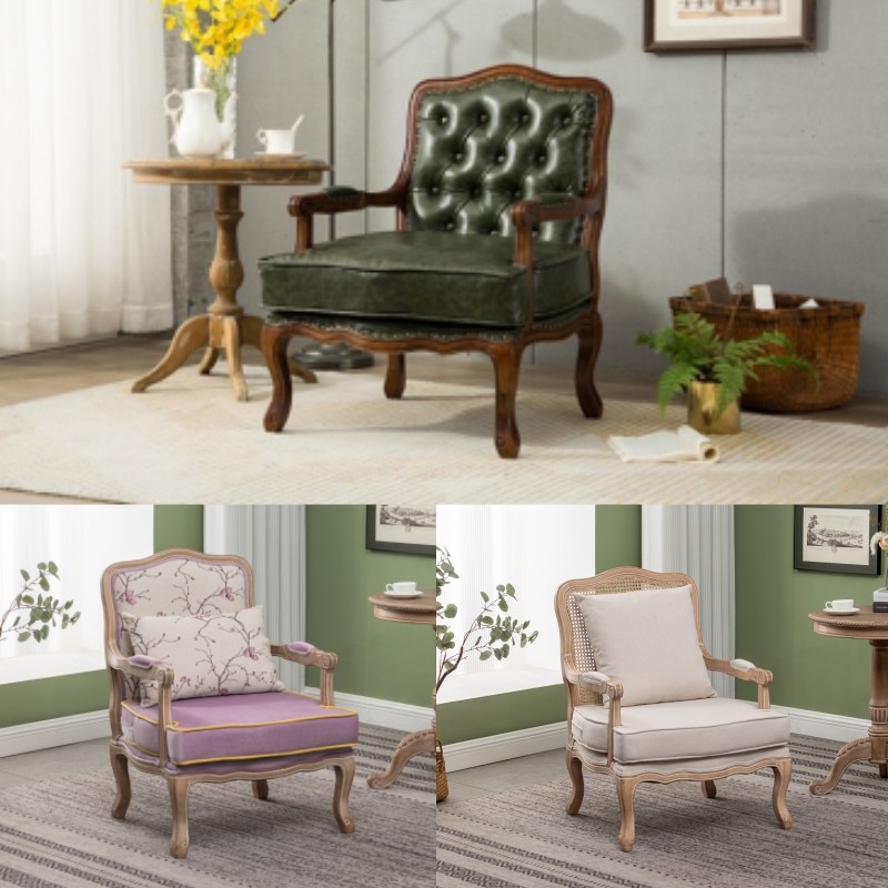 Liwan ยุโรปสไตล์อเมริกันไม้เนื้อแข็ง Retro เก้าอี้โซฟาเดี่ยว Cafe Negotiation Tiger เก้าอี้ B & B เก