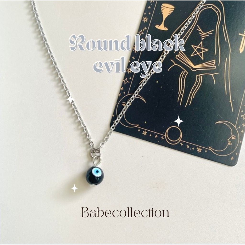 black round eye of evil necklace สร้อยคอ มินิมอล สายมู  s85