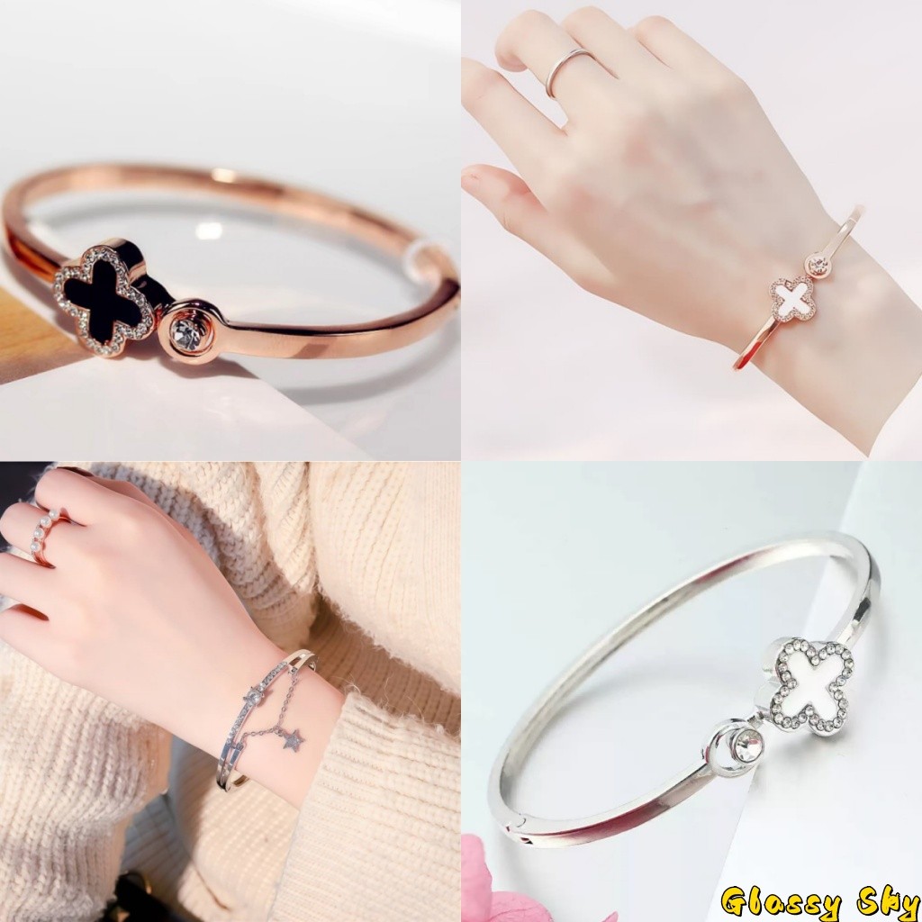 Glassy Sky😜พร้อมส่ง 2025 กําไลข้อมือดอกไม้ สร้อยข้อมือ เครื่องประดับแฟชั่น สไตล์เกาหลี LV ของขวัญแต่งงาน(BRL-3/BRL-4)