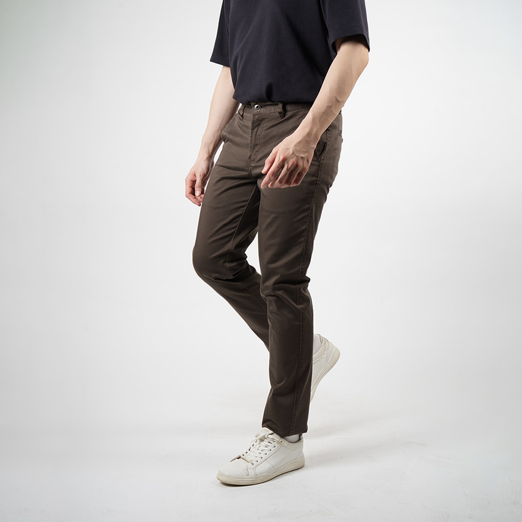 DP Slim Fit Dark Tile กางเกงผ้าฝ้ายสีเทา - DC30453S