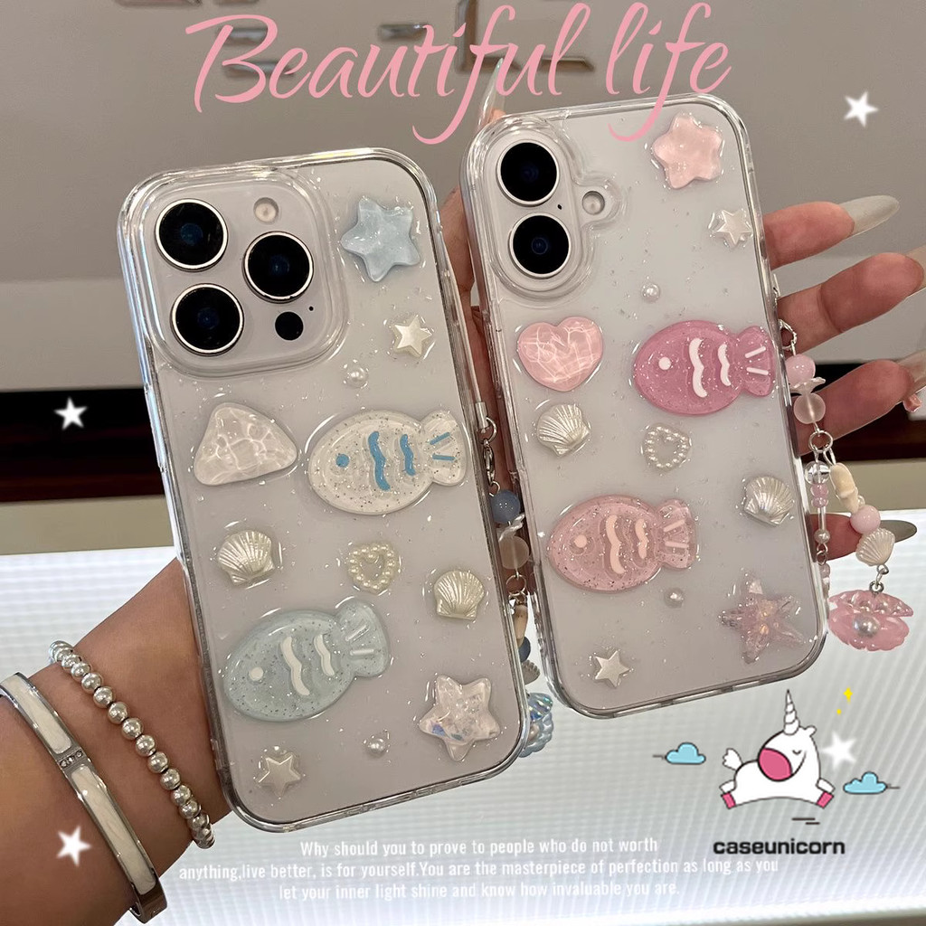 สําหรับRedmi 13C 14C 9C NFC 13 10 12C 12 10C 9A 10A 9 9Tหมายเหตุ11 12 9 10 10s 14 11s 13 Pro Max Plus Poco C75 M6 M3 X6 M2 Proน่ารักการ์ตูนOceian Star Pearl Fish Shell เคสตุ๊กตาอีพ็อกซี่ 3 มิติ