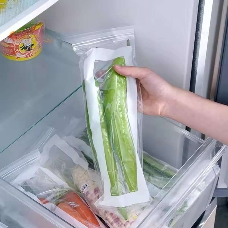 แถบยาวถุงเก็บสด-ถุงปิดผนึกยางคู่หนา-ถุงเก็บตู้เย็นเกรดอาหาร15/30/45/60/75ชิ้น - รูปที่ 3