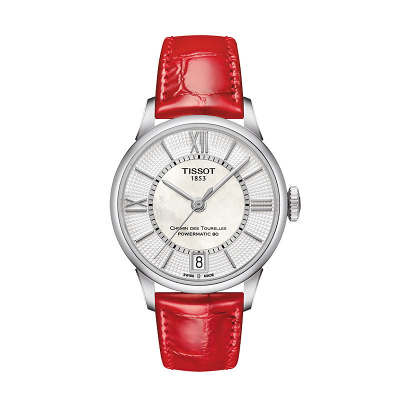 Tissot Tissot Tissot Tissot Tissot Series Liu Yifei สไตล์เดียวกันนาฬิกาหนังสีแดงสีแดงนาฬิกาผู้หญิง