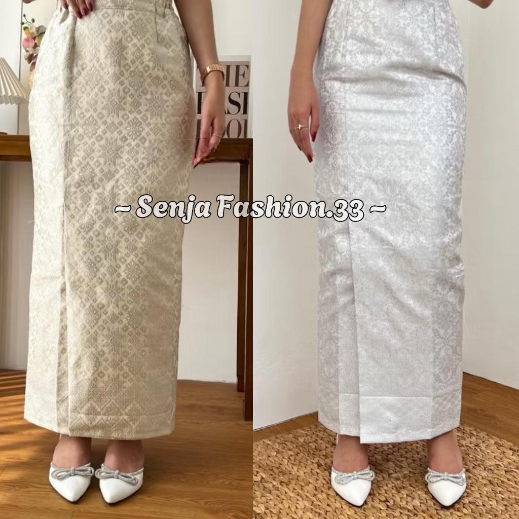 ZS23QQ กระโปรง Span Songket ยางซ้ายและขวา || Ready-to-Wear Songket Kebaya กระโปรงผ่าหน้าและซิปหลัง |
