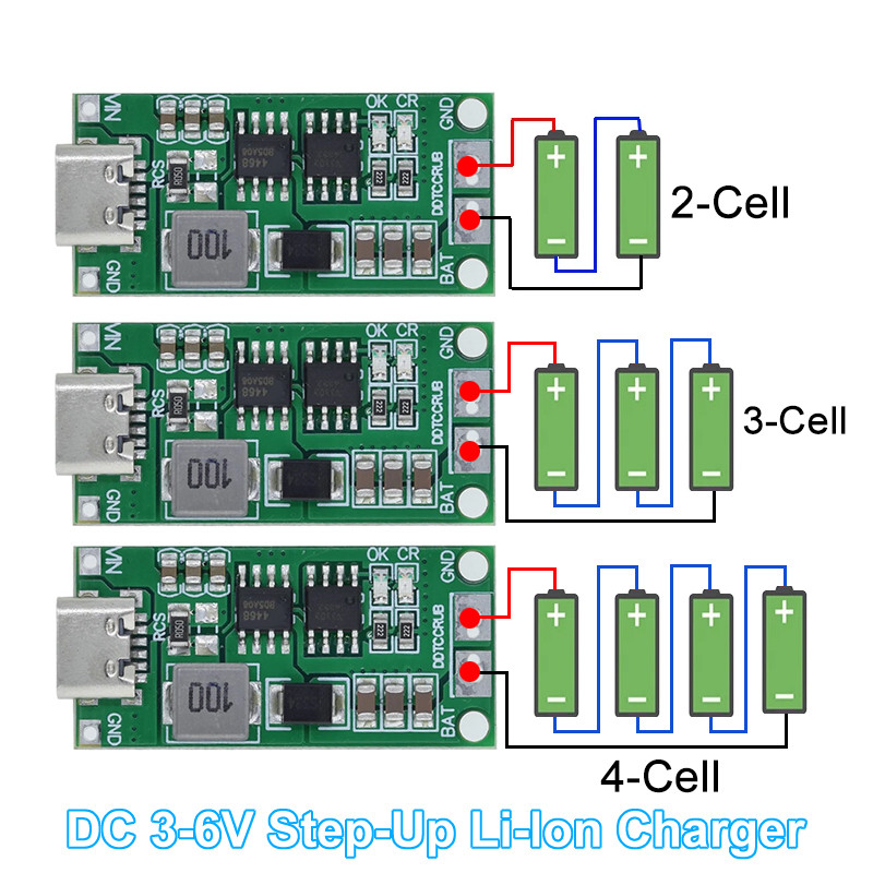 Multi-Cell 2S 3S 4S Type-C ถึง 8.4V 12.6V 16.8V Step-Up Boost LiPo Polymer Li-Ion Charger 7.4V 11.1V 14.8V 18650 แบตเตอรี่ลิเธียม