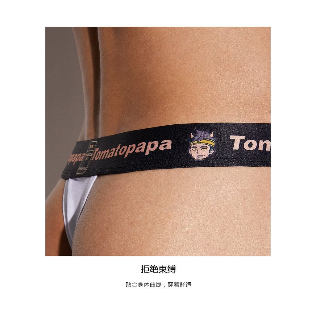 TOMATOPAPA ผู้ชายกีฬาทอง-ยุโรปสไตล์อเมริกันเสื้อยืดการ์ตูนปีศาจน้อยภาพสไตล์ขี้เล่น Modal กางเกงชั้นในเดี่ยวเซ็กซี่ — صورة 5