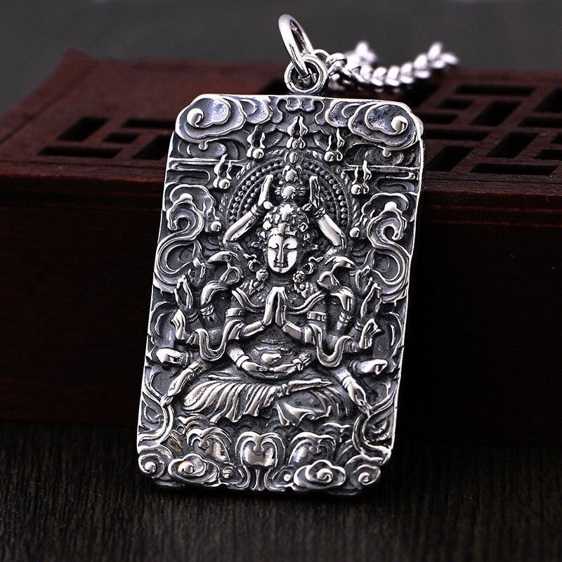 Premium Selection#2024Pure Silver Men's Domineering Personality Pendant Zodiac Sign Buddha Retro Nec
