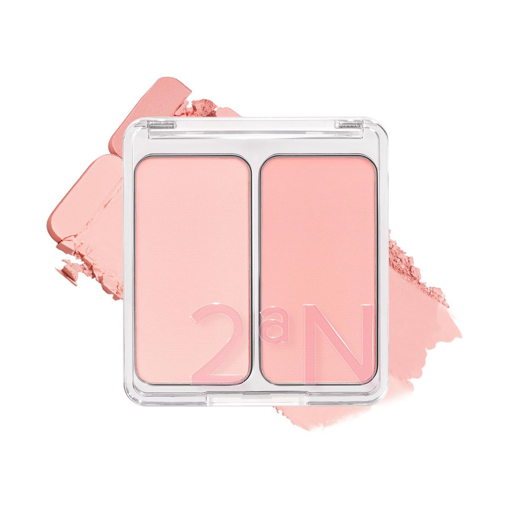 2aN Dual Color Face Blusher, Buildable & Blendable Cheek Color, Powder Blush, Korean Beauty (02 Love