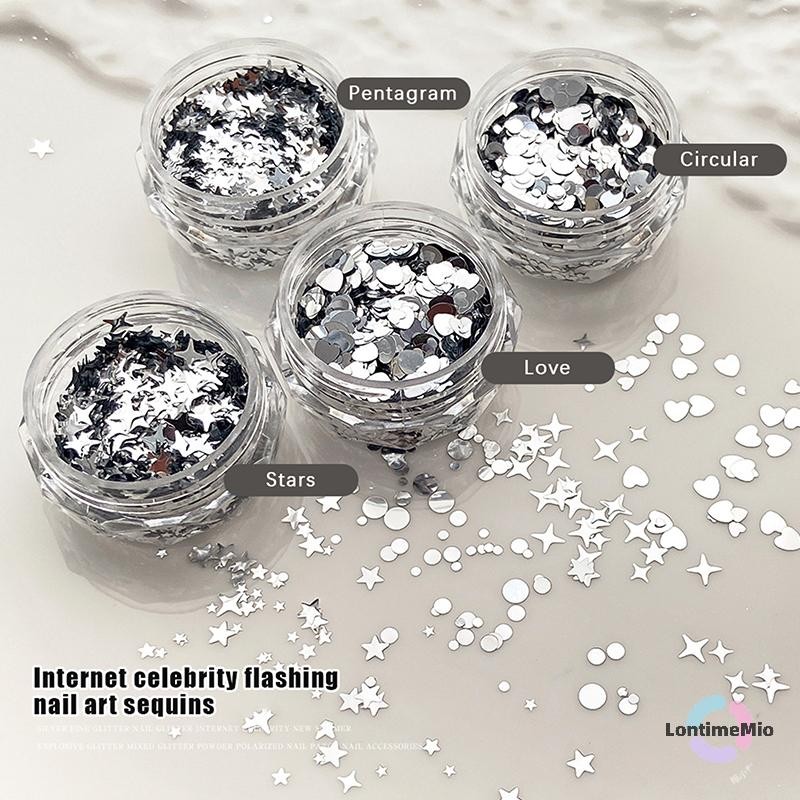 LontimeMio] 1 กระปุกเงินเงาเลื่อมผสมรูปร่าง Starlight Love Star Slice Decals เล็บ Paillette Charms เล็บสติกเกอร์ใหม่