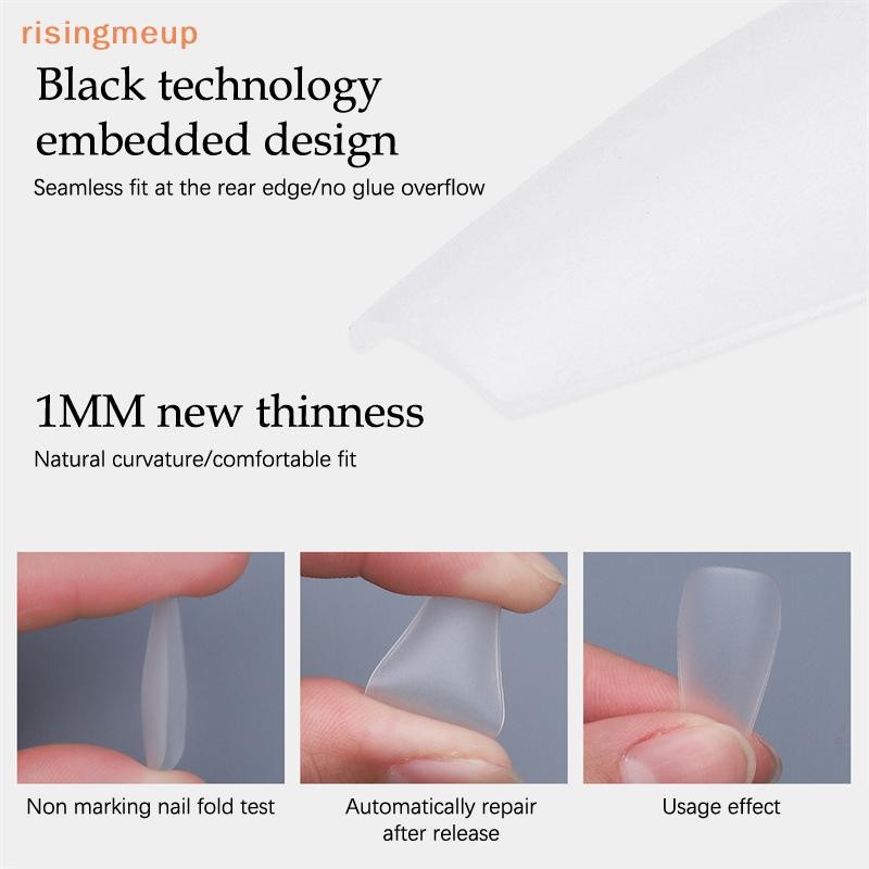 [risingmeup] 100 ชิ้น/กล่องเล็บปลอมโปร่งใสกดบนเล็บครอบคลุมเล็บปลอมเคล็ดลับสั้นรูปหยดน้ําสติกเกอร์เต็มรูปแบบสําหรับเล็บใหม่ - รูปที่ 6