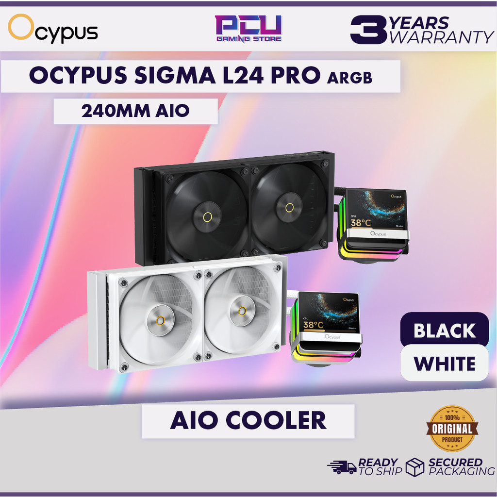 OCYPUS SIGMA L24 PRO 240MM AIO LIQUID COOLER พร้อม 3.5 INCH IPS DISPLAY - สีดํา/ขาว