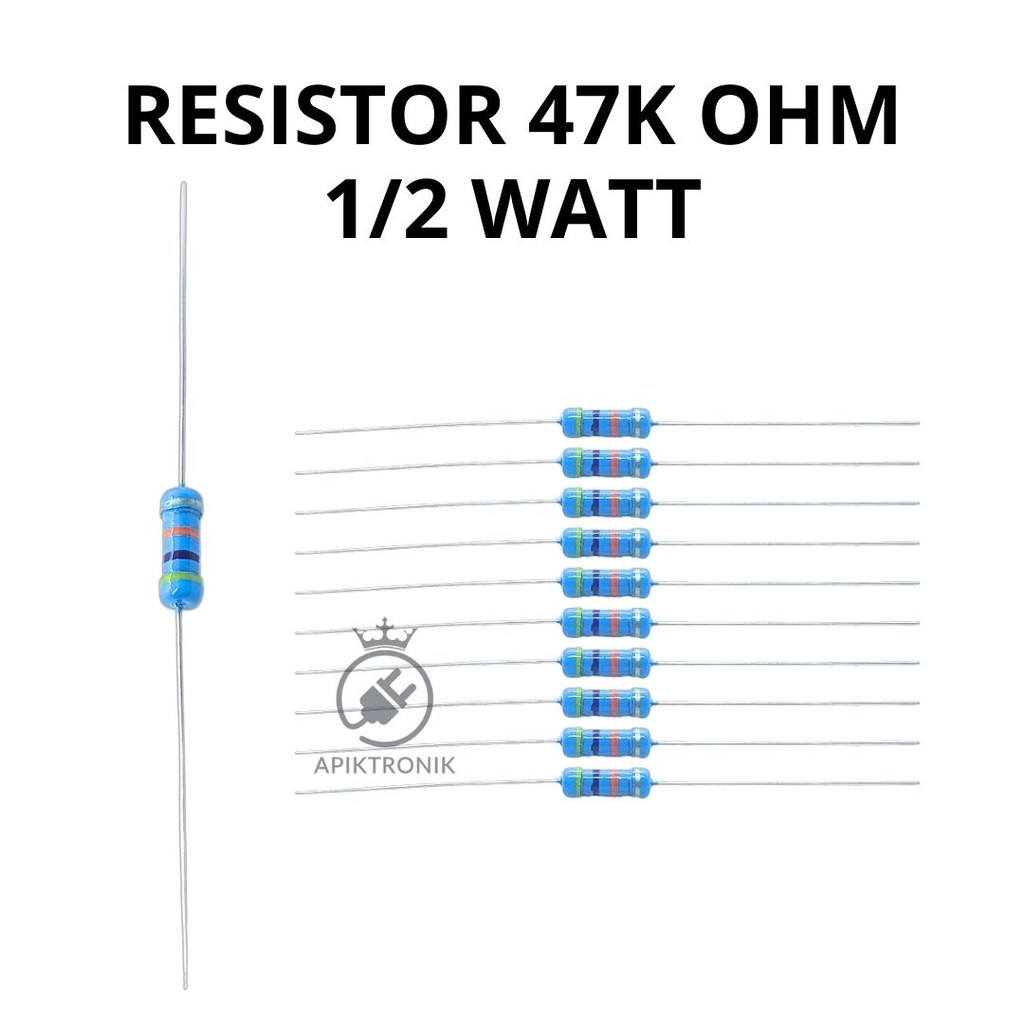 UNGU 47K Ohm 1/2 Watt Resistor – Axial Type Color Code Yellow Purple Orange