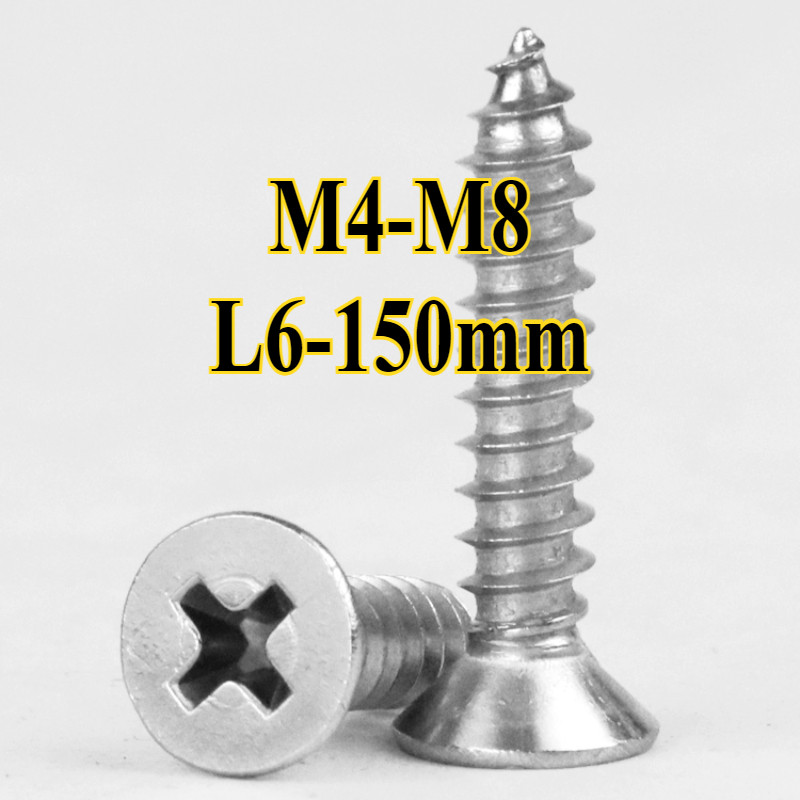 สกรู สแตนเลส 304 หัวเตเปอร์ แฉก เกลียวปล่อย ปลายแหลม น็อต Flat Head Phillip Tapping Screw น็อต สกรู หัวเตเปอร์ แฉก F+ M4/M4.2/M5/M5.5/M6/M8 (YDD-LD-TH1)