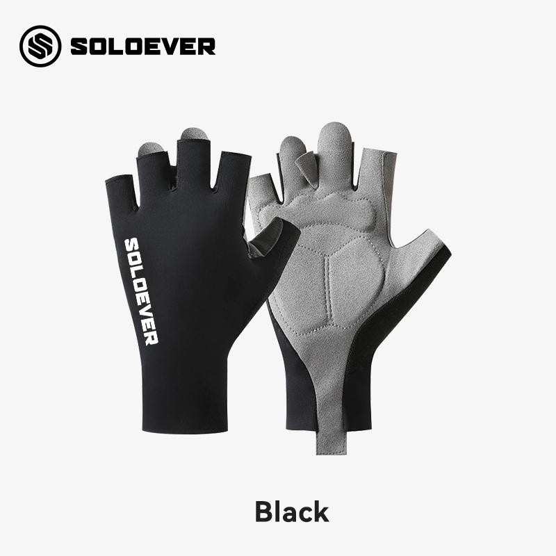 【TH Delivery】SOLOEVER Half Finger Gloves Shockproof Breathable MTB