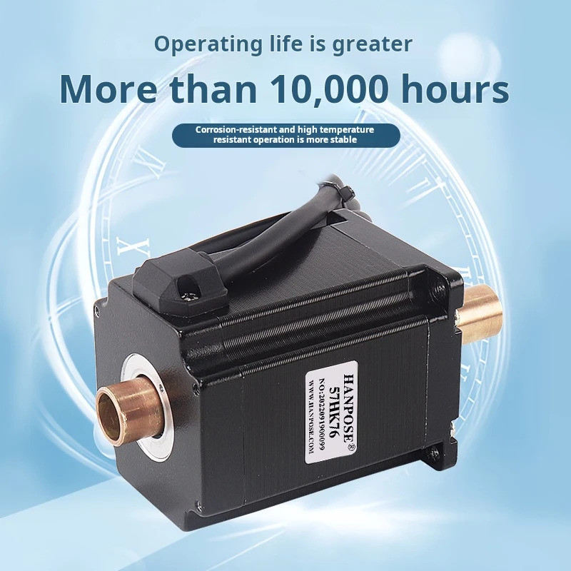 57 มอเตอร์สเต็ปแกนคู่กลวง 57HK56 57HK76 NEMA23 24v M5 เกลียวในมอเตอร์ไฮบริดสองเฟสพร้อมแรงบิดสูงและสู