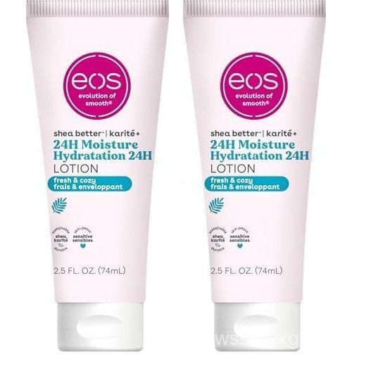 Eos 24H Moisture Travel Body Lotion- Fresh & Cozy, Travel Size Essential, Toiletries, Mini Body Loti