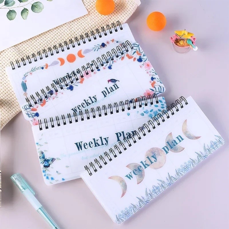 50 แผ่น Twisted Spine Mini Weekly Calendar Notebook - Planner To-Do List, Notebook, Weekly Planner, 
