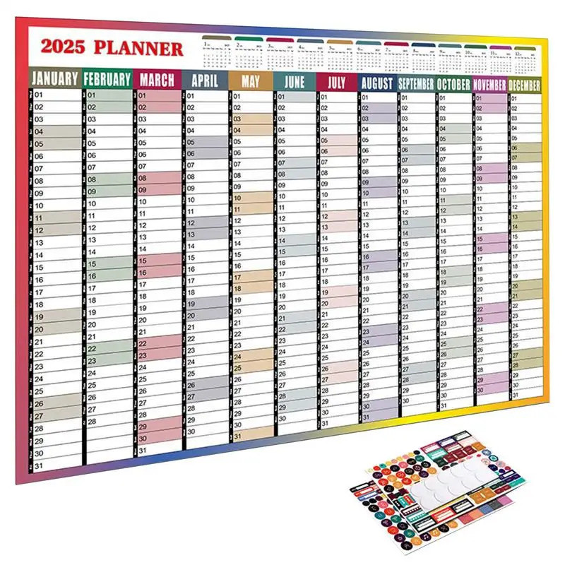 2025 ปฏิทิน Planner แผ่นปฏิทินติดผนังขนาดใหญ่ Kawaii To Do List Planner Target List Schedule Organiz