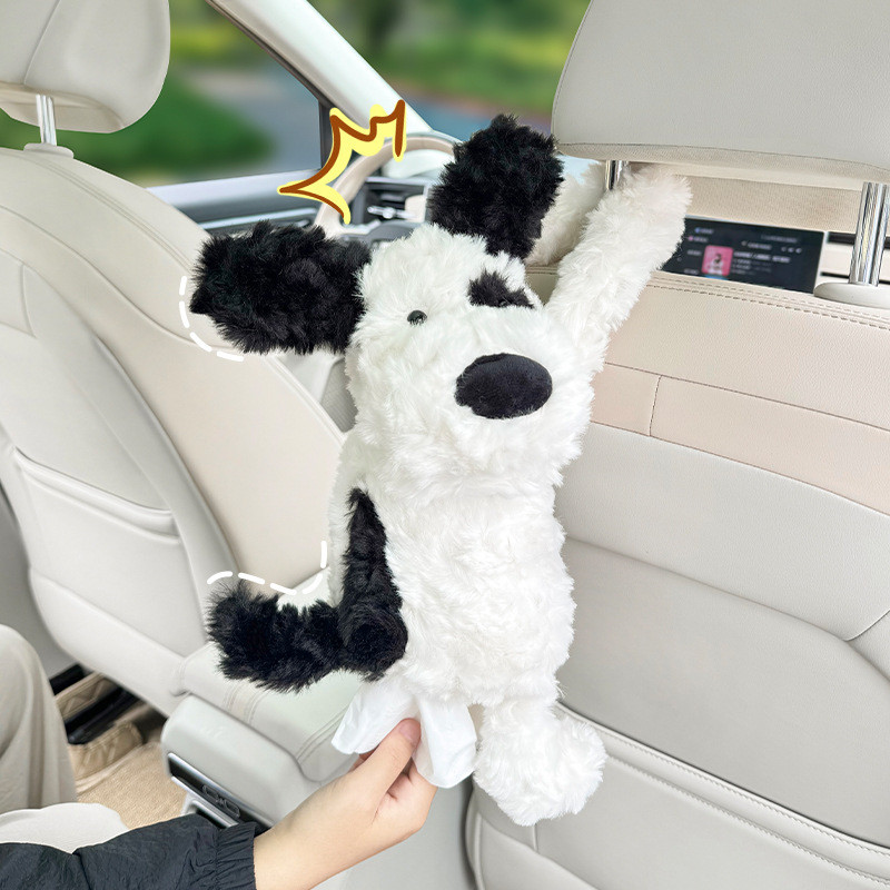 【Ready Stock】 Car Tissue Box Cartoon Cute Puppy Armrest Car Tissue Box Car Interior Car Special Hang