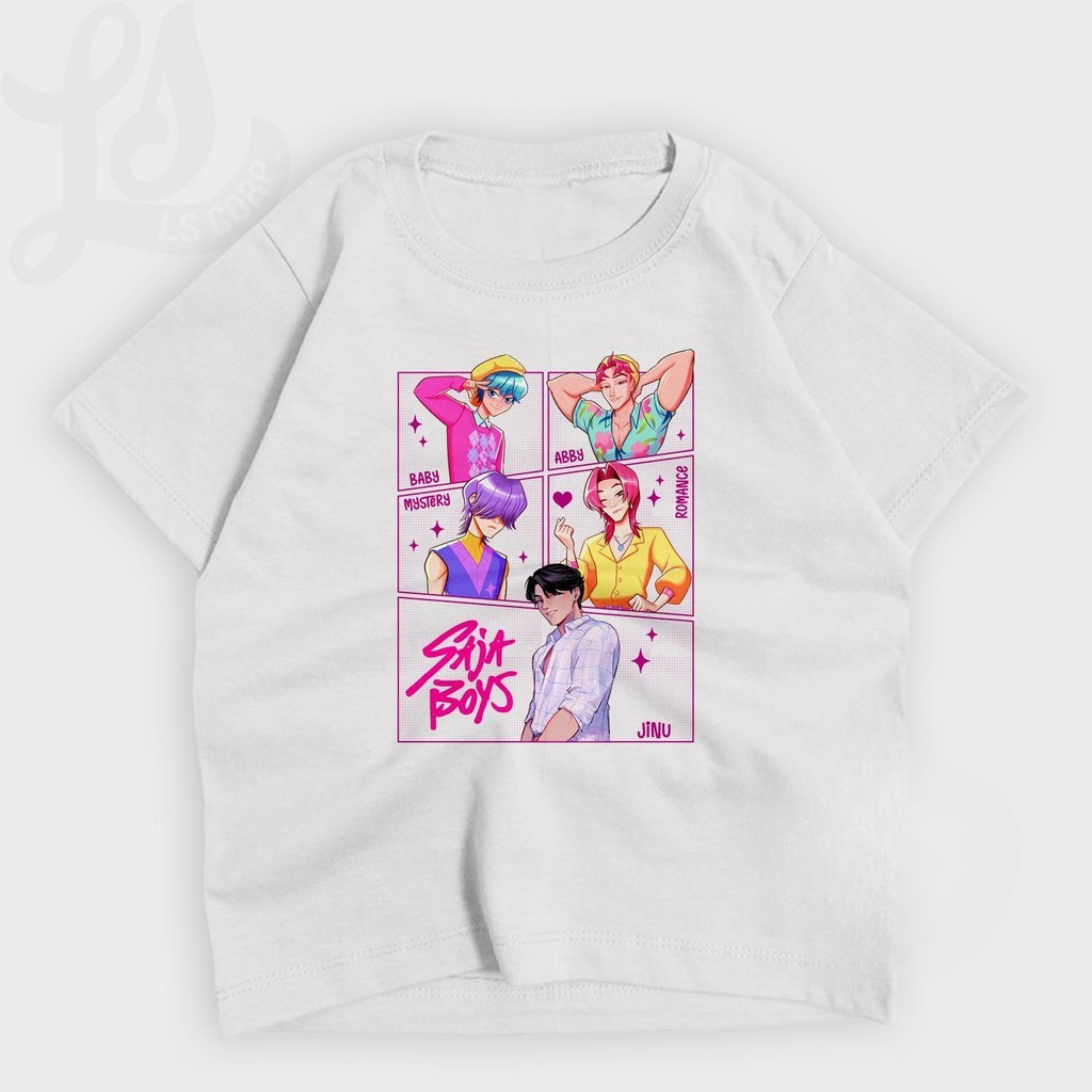 Saja Boys Kpop Demon Hunters 2D ออกแบบสบายรอบคอด้วยเสื้อยืดแขนสั้นสำหรับผู้หญิง