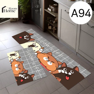 พรมเช็ดเท้า เซ็ตคู่ 2 ชิ้น (ไร้ขอบ) ลายสัตว์น่ารัก การ์ตูน พรมห้องครัว พรม3D มีกันลื่น ทำความสะอาดง่าย