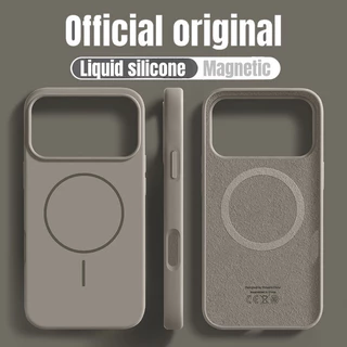 เคสโทรศัพท์แม่เหล็กซิลิโคนเหลวสีส้มคอสมิก สําหรับ iPhone 17 Pro Max 17 Air 16 16E 15 14 13 12 Pro Max 16 Plus สีทึบกันกระแทกกันชนนุ่ม