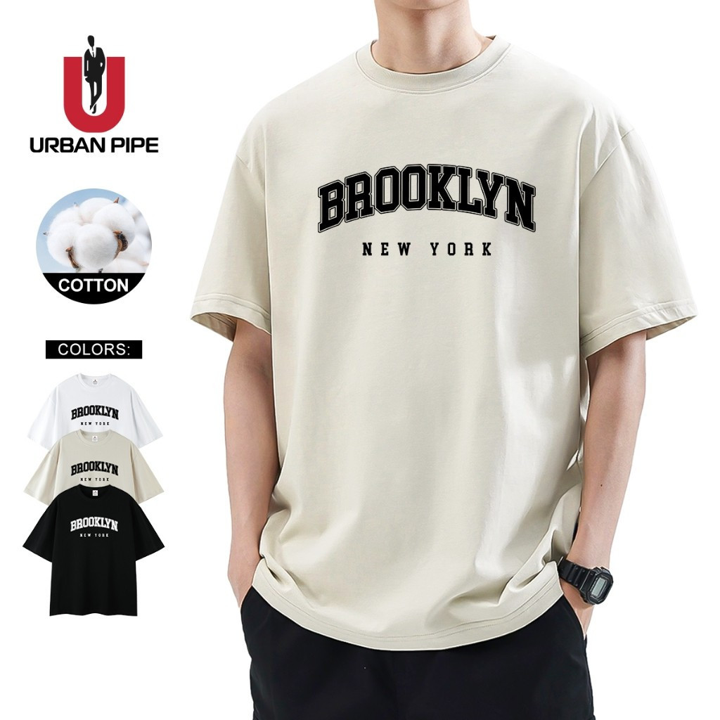 URBAN PIPE แฟชั่น Brooklyn New York การพิมพ์ Tshirt สําหรับผู้ชายผ้าฝ้ายรอบคอเสื้อ Unisex YH01
