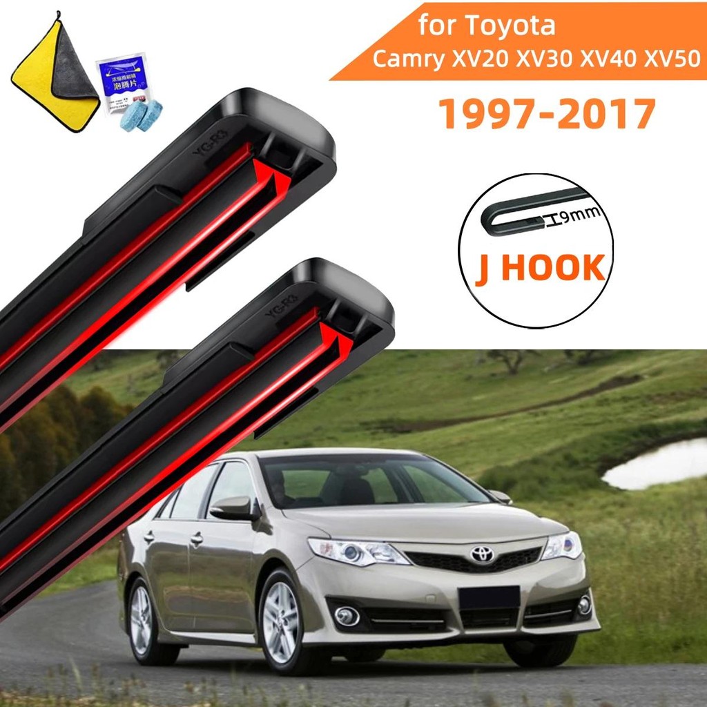 ยางคู่ที่ปัดน้ําฝนรถยนต์สําหรับ Toyota Camry XV20 XV30 XV40 XV50 ใบมีดด้านหน้าเครื่องตัดแปรง Accesso