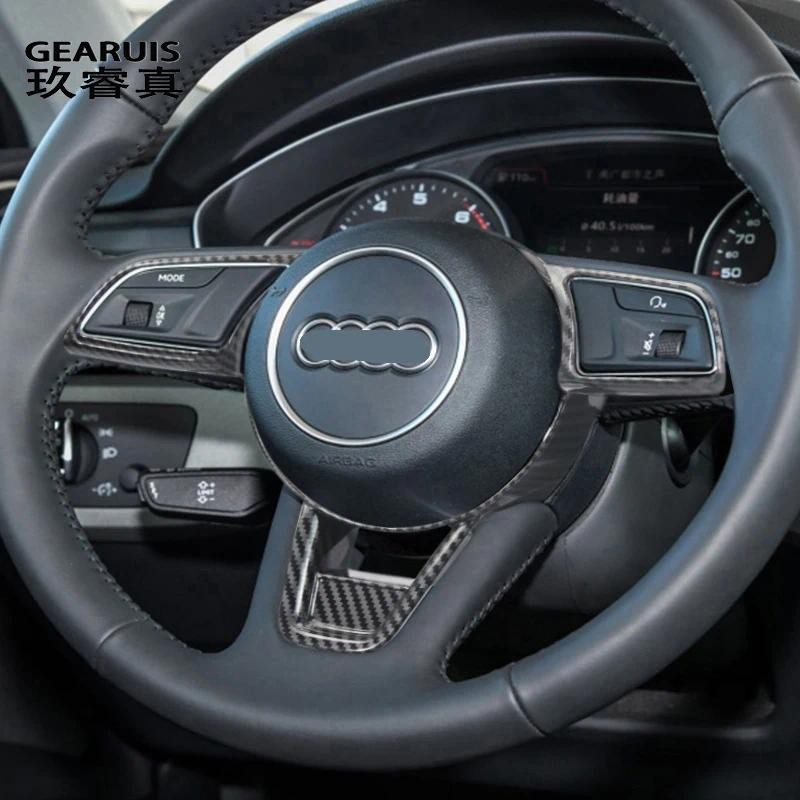 จัดแต่งทรงผมรถสําหรับ Audi A3 8Y A3L S3 A4 B9 A5 S4 S5 พวงมาลัยปุ่มสวิทช์ Trim คาร์บอนไฟเบอร์กรอบสติ