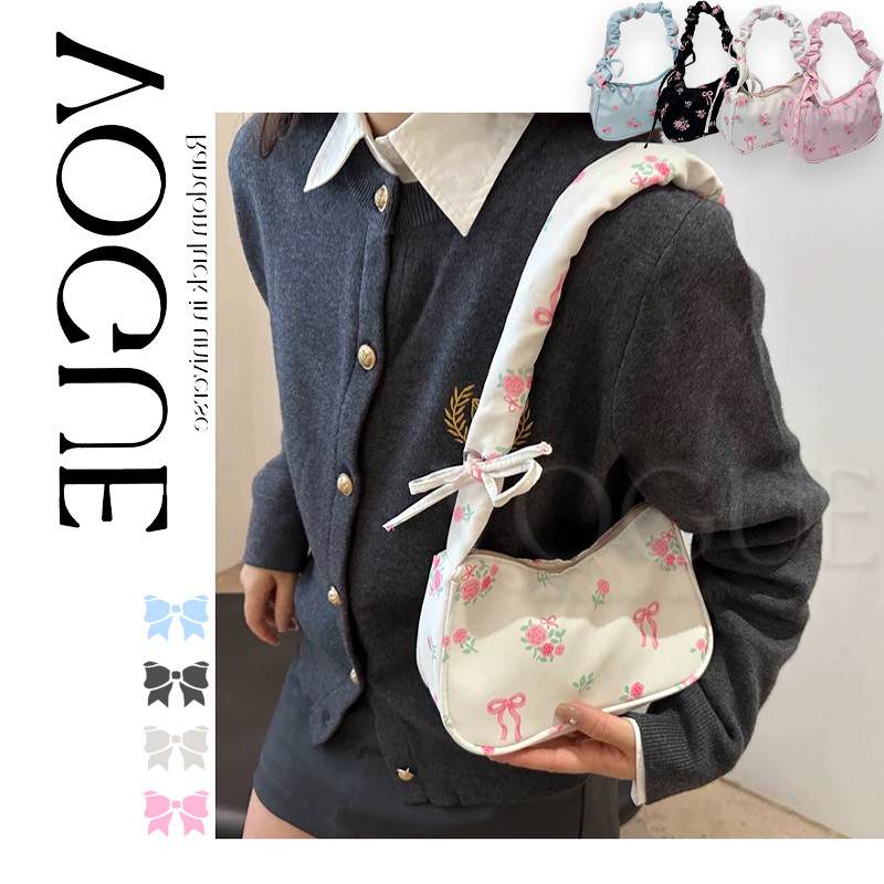 Vogue🌟พร้อมส่ง🌟 กระเป๋าใบเล็กทรงสี่เหลี่ยม กระเป๋าสะพายข้าง สไตล์ญี่ปุ่น ลายดอกไม้ (KP-8)