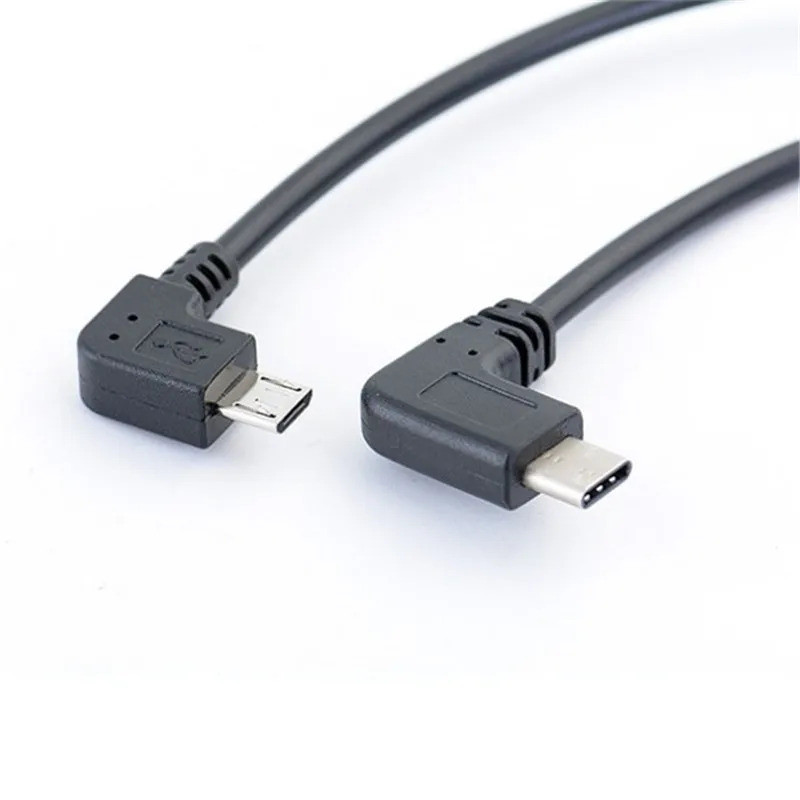 สาย Micro USB 90 องศาถึง Type-C 90 องศา OTG โทรศัพท์ Android DAC ถอดรหัสสายส่ง