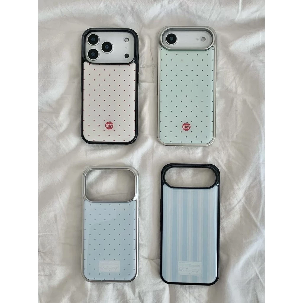 Ins สไตล์เกาหลี Niche Polka Dot เหมาะสําหรับ iPhone15promax Apple 16pro เคสโทรศัพท์อีพ็อกซี่ 13 กันกระแทก 1412 รวมทุกอย่าง 17promax หญิง 17pro ขอบเงินไฟฟ้า 15pro ง่ายอินเทรนด์ - รูปที่ 1