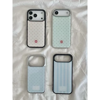 Ins สไตล์เกาหลี Niche Polka Dot เหมาะสําหรับ iPhone15promax Apple 16pro เคสโทรศัพท์อีพ็อกซี่ 13 กันกระแทก 1412 รวมทุกอย่าง 17promax หญิง 17pro ขอบเงินไฟฟ้า 15pro ง่ายอินเทรนด์