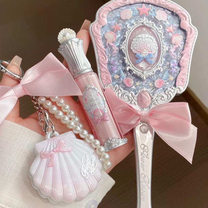 FLOWER KNOWS Mirror Pearl Mobile Mirror กระจกแต่งหน้าหน้า เจ้าหญิงความงามสูง