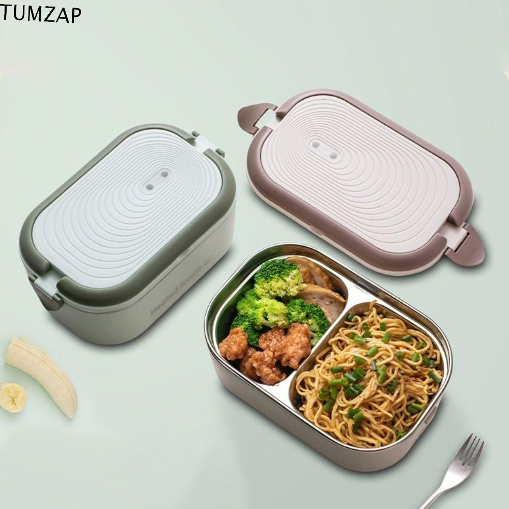 TUMZAP กล่องอาหารกลางวันอุ่นไฟฟ้า, 1.2 L UK/EU/US ปลั๊กกล่องอาหารกลางวันอุณหภูมิคงที่, บนโต๊ะอาหารสแตนเลสทนทานเดินทางอุ่นอาหารหอพัก