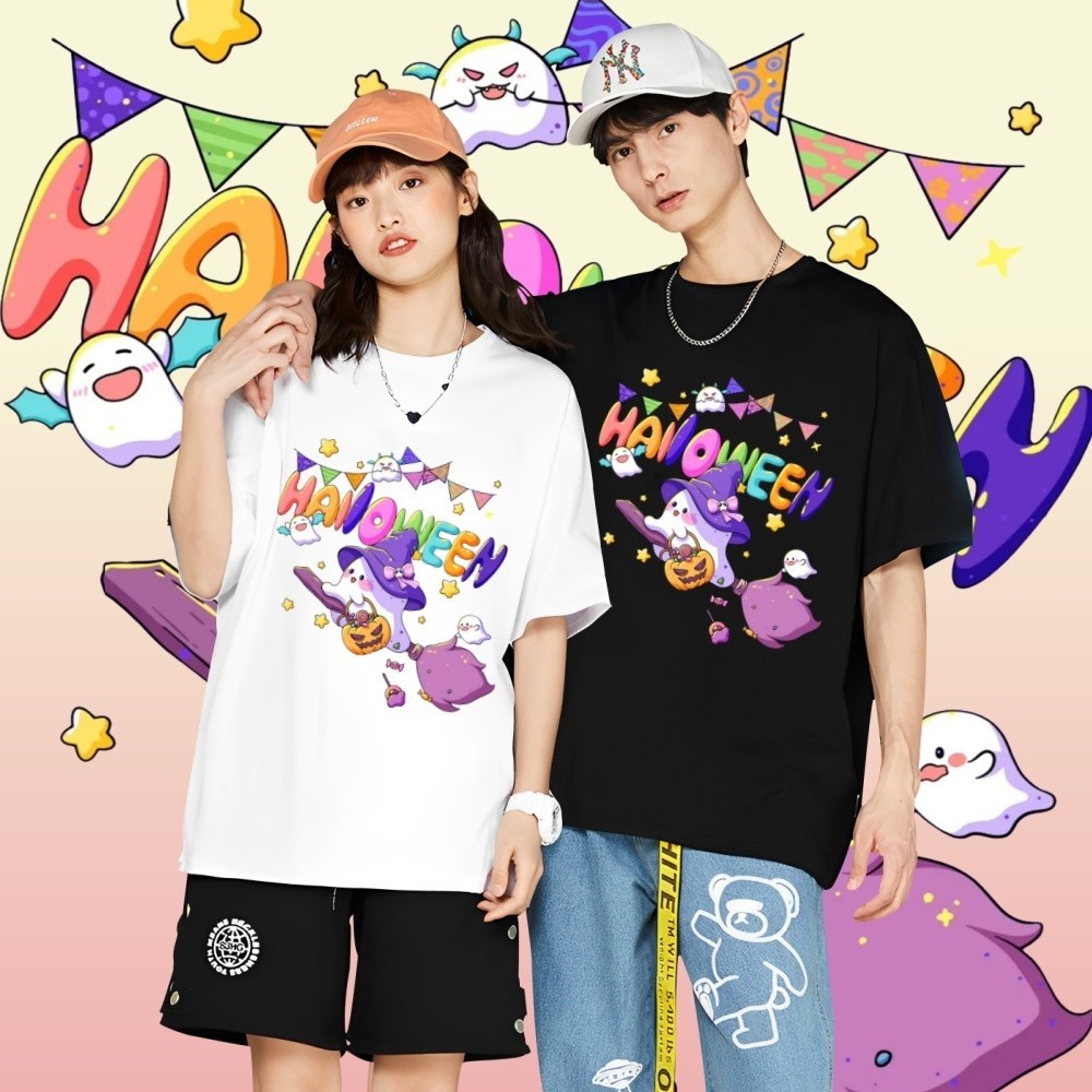 100-5xL T-shirt 2024 Happy Halloween Happy Halloween ผ้าฝ้าย 100% 2024  #SH05 o93o