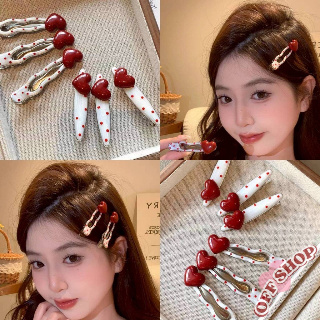 OFF SHOP 🥻ใหม่ 2025 กิ๊ฟติดผมลายหัวใจ มี2แบบให้เลือก น่ารักสไตล์เกาหลีมากเกาหลีๆ ' VO-50 สีดำ มีสินค้า