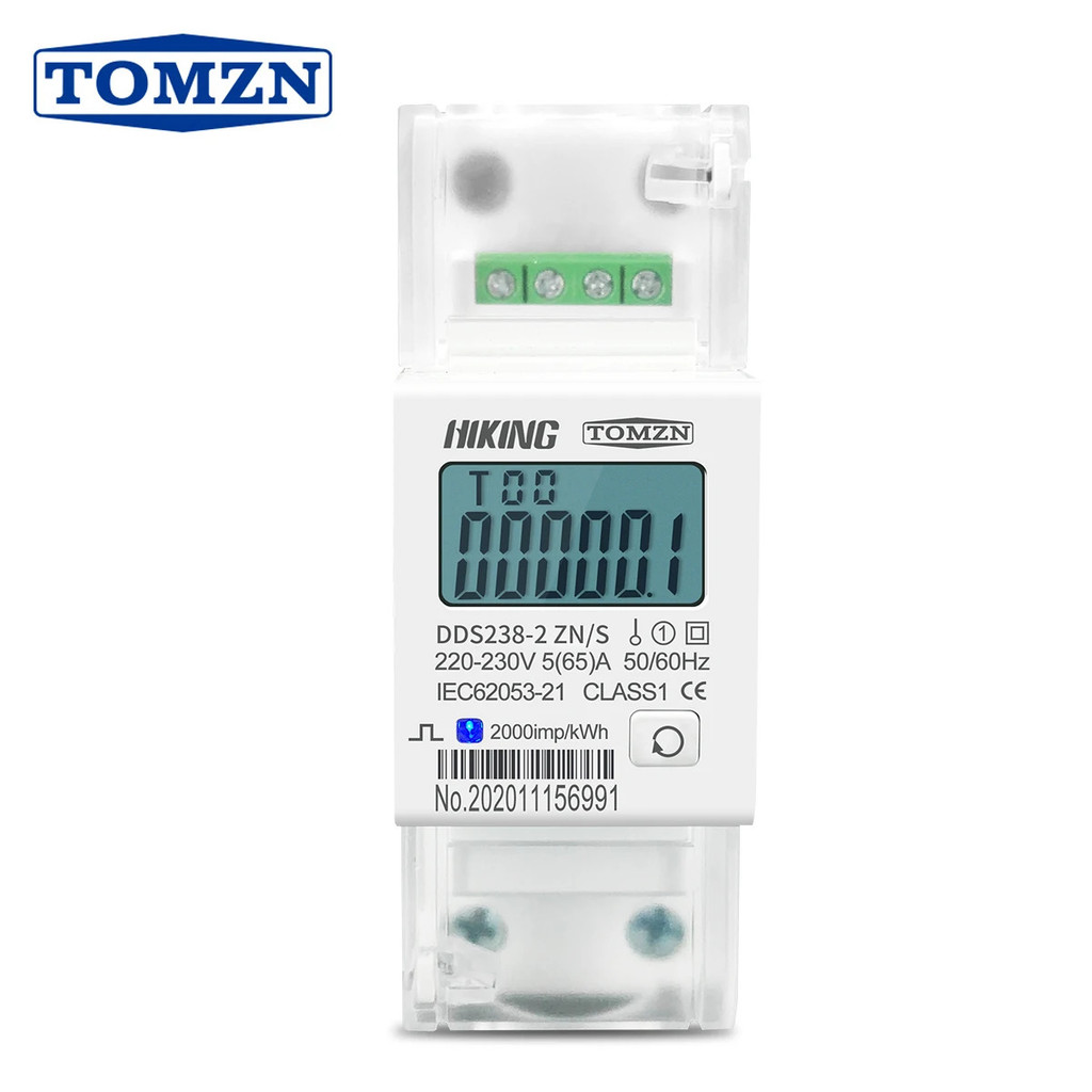 5(65)A 220V 230V 50HZ 60HZ แรงดันไฟฟ้า DDS238-2 ZN/S เฟสเดียว Din rail KWH วัตต์ชั่วโมง energy meter