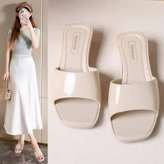 Destin🩰พร้อมส่งจากไทย🛒 (LT-L637) รองเท้าส้นตึก เสริมส้น เรียบหรู สีพื้น ใส่ไปเที่ยวทำงานได้ แมตทุกลุค หนา 4 cm