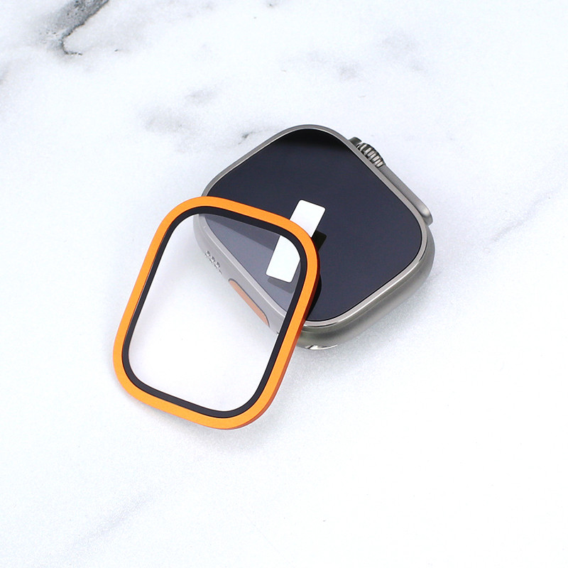 กระจกนิรภัย HD Full Film Metal Bumper Screen Protector เข้ากันได้กับ Apple Watch ultra 49 มม. - รูปที่ 4