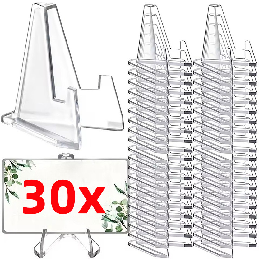 5/10/20/30ชิ้น ขาตั้งอะคริลิคใส / สามเหลี่ยมภาพวาดชั้นวางจอแสดงผล / ไอดอล การ์ดเกมการจัดเก็บข้อมูลผู้ถือ