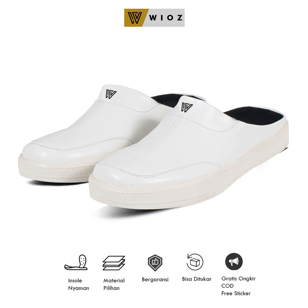 รองเท้าสลิปออนผู้ชาย W 40760 รองเท้าแตะ Bustong ลําลองสําหรับบุรุษสําหรับวิทยาลัยและทํางาน - สีขาว