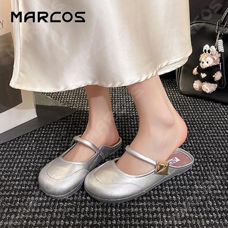 MARCOS ผู้หญิงแบนรองเท้าแตะน้ำหนักเบาระบายอากาศแฟชั่นสวมรองเท้าแตะผู้หญิงสวมใส่รองเท้าแตะหรูหราระบายอากาศ #01