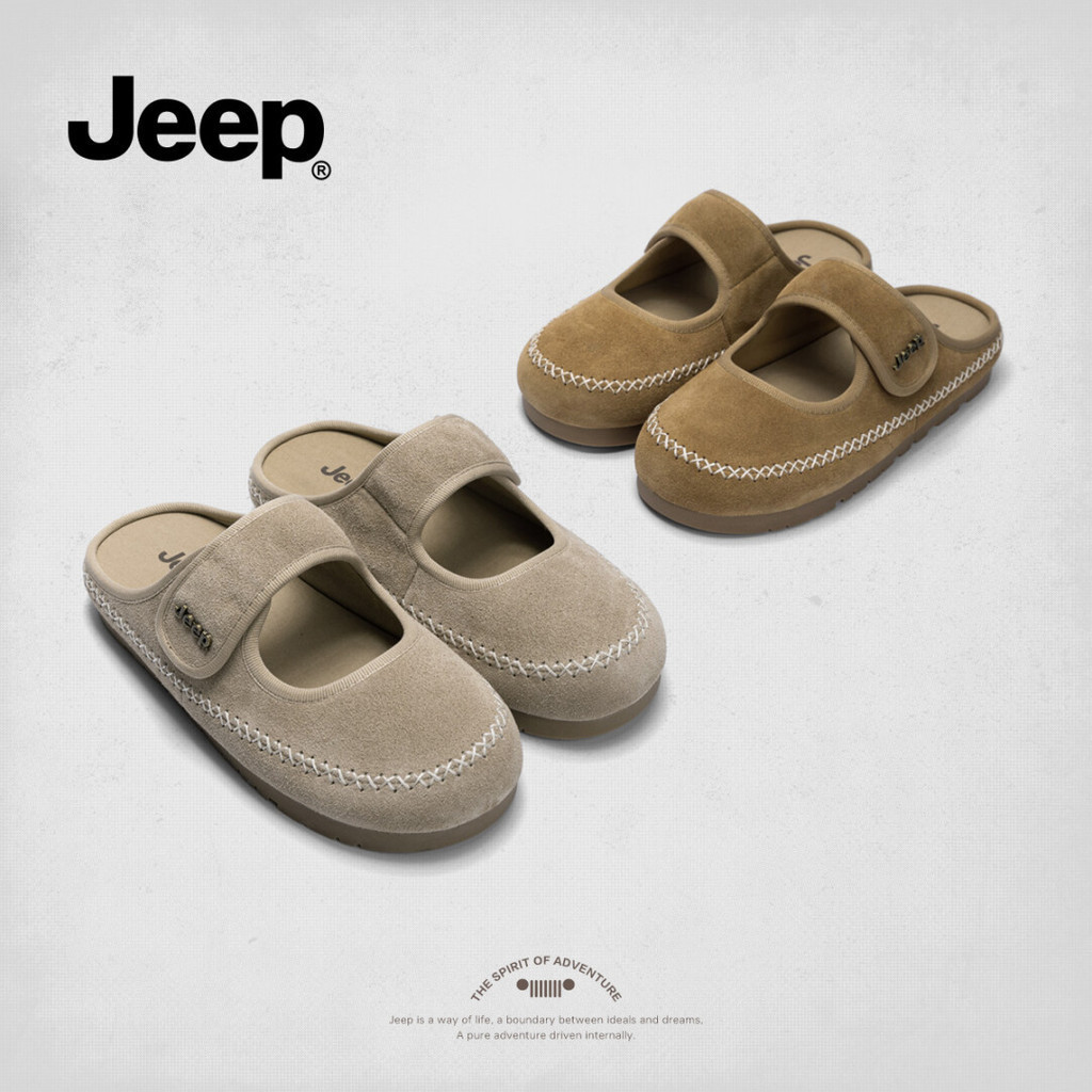 Jeep รองเท้าสุภาพสตรีฤดูใบไม้ผลิฤดูใบไม้ร่วงรองเท้าแตะในร่ม Slip-On Soft-Soled Toe-Covered กลางแจ้ง