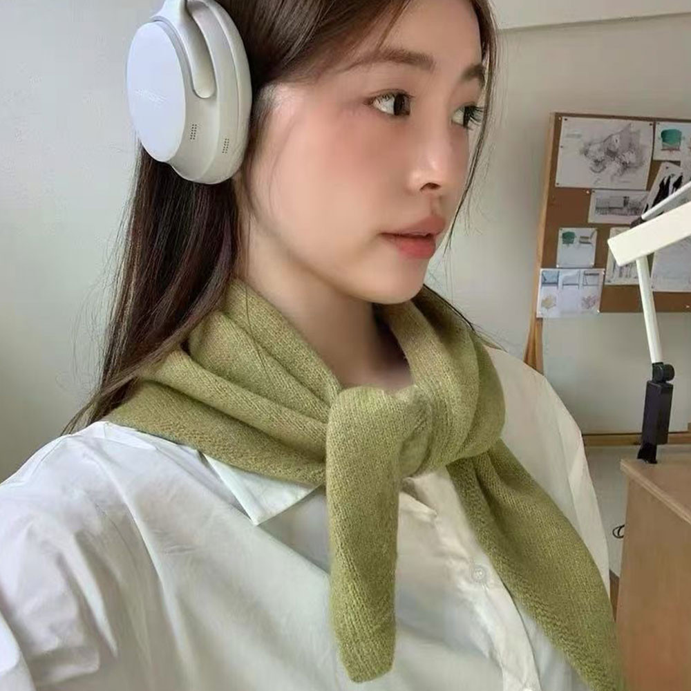 ✈️【การจัดส่งสินค้า 24 ชั่วโมง】ผ้าพันคออบอุ่นถักสีทึบ แบบสามเหลี่ยม สำหรับคล้องคอหรือคลุมไหล่ - รูปที่ 7